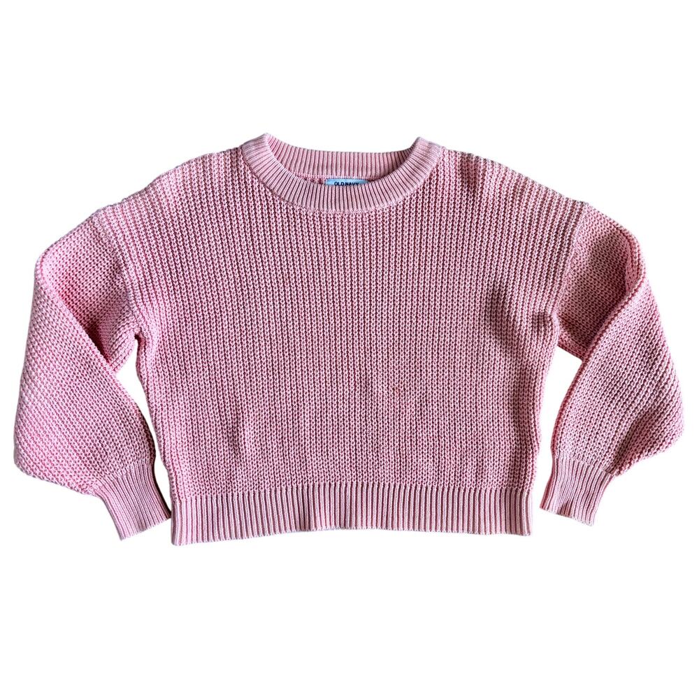 Old Navy Pink Chunky Knit Sweater Cotton Oversized Crewneck Pullover Med M